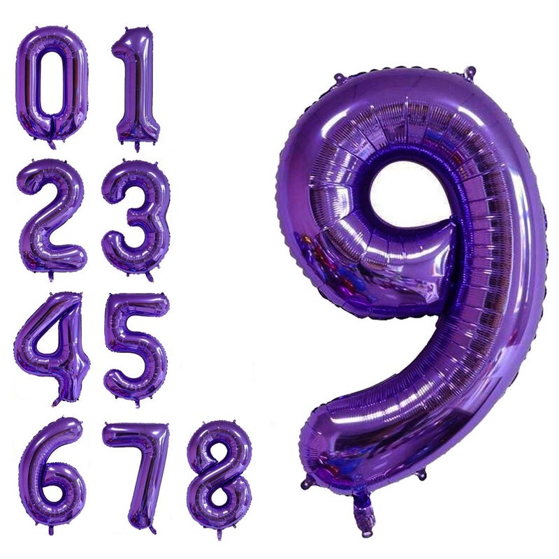 MoMo Balloon 40 Inch Jumbo Purple Number 9 Balloon Giant Balloons Prom Balloons Helium Foil Mylar Huge Number Balloons for Birthday Party Decorations/Wedding/Anniversary - Image 1